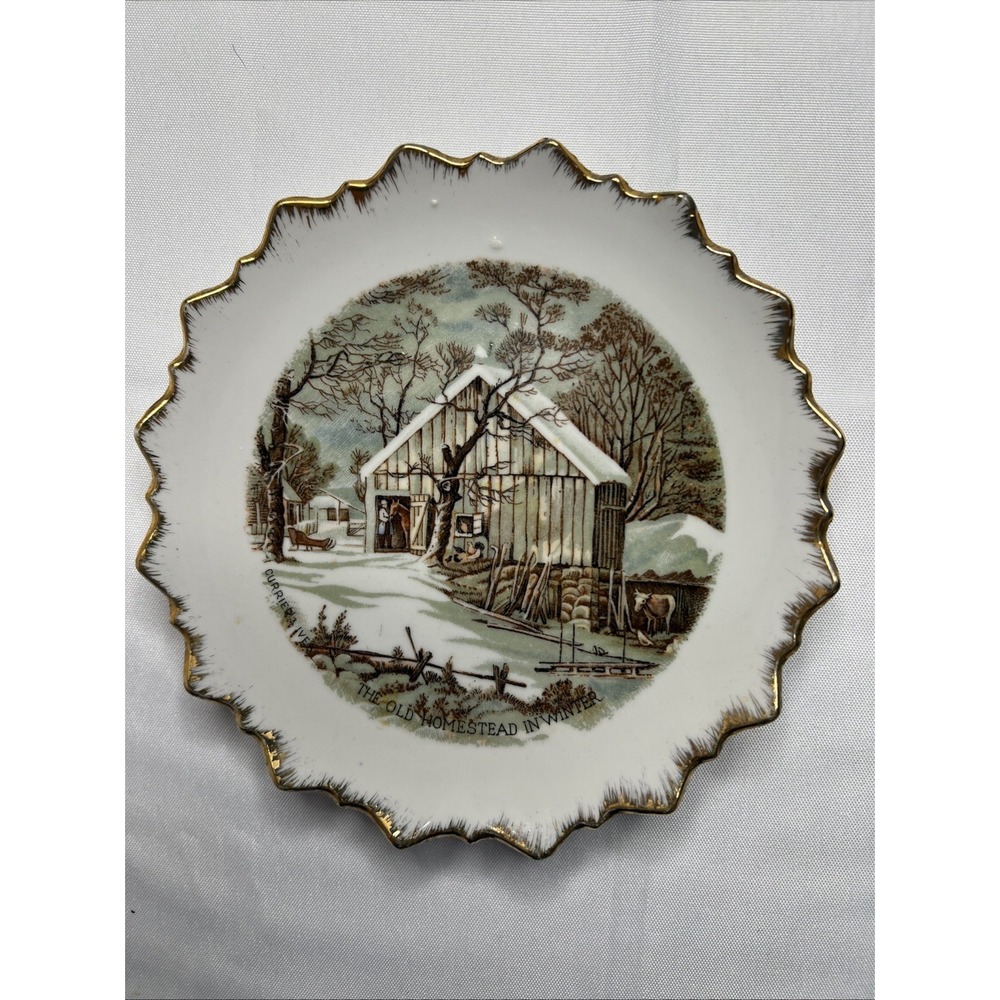 Vintage Currier & Ives The Old Homestead in Winter Wall Decor Collector's Plate